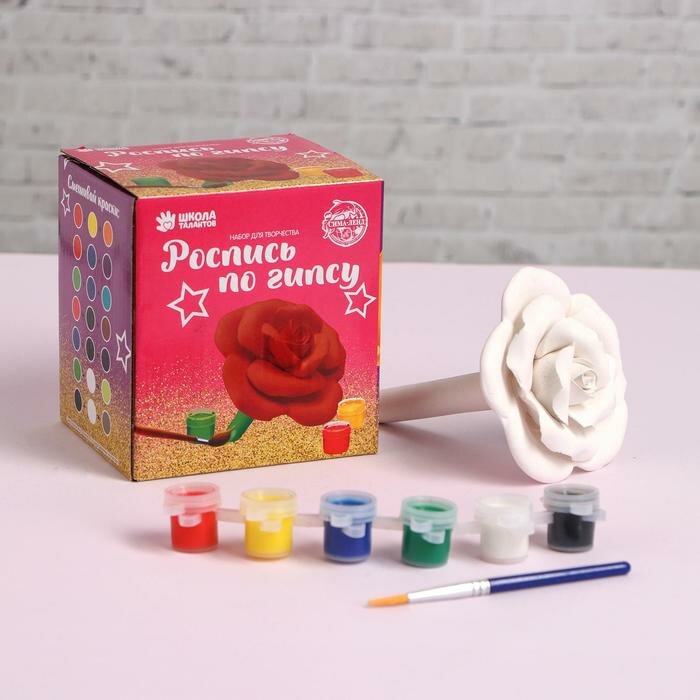 фото Роспись по гипсу «Роза» краска 6 цв по 2,5 мл, кисть