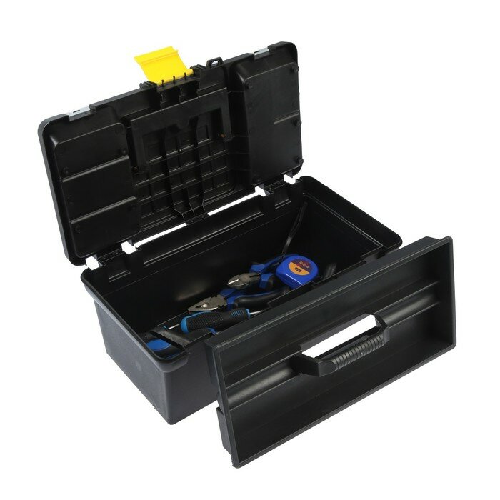 Ящик для инструмента тундра, 16", 390 х 200 х 170 мм, пластиковый, лоток, два органайзера - фотография № 6