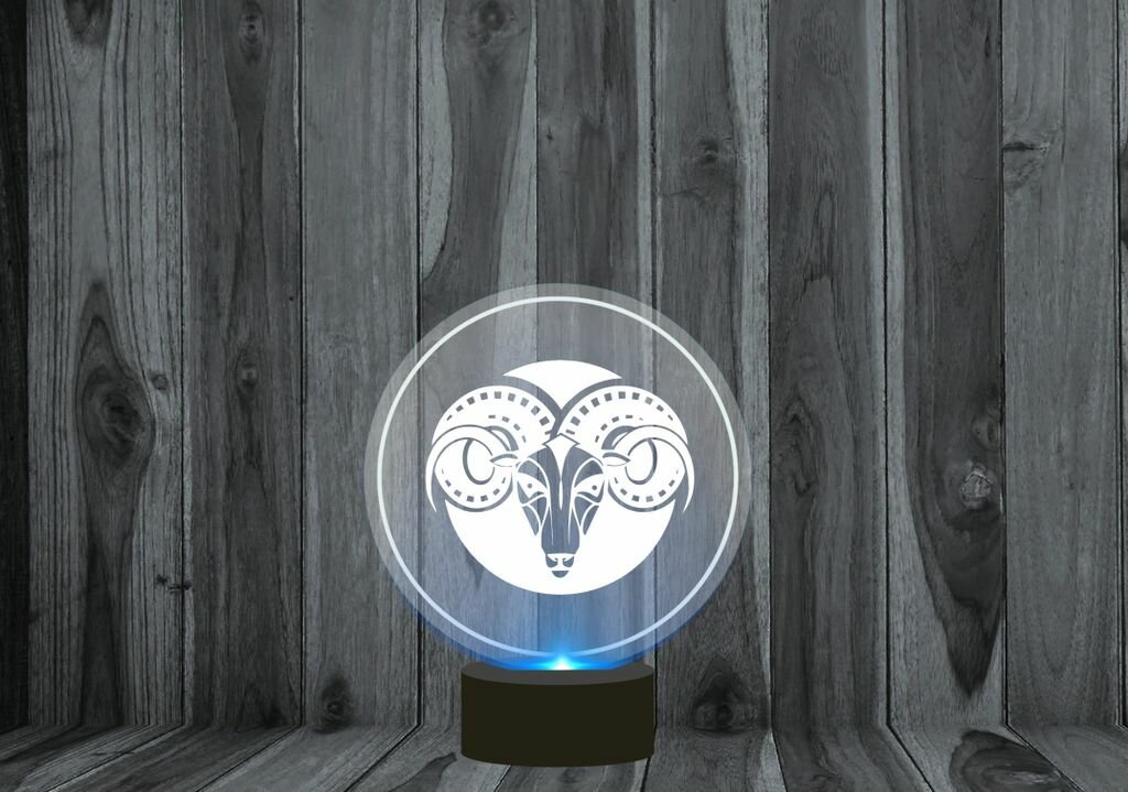 3D светильник, ночник со знаком зодиака Овен №1