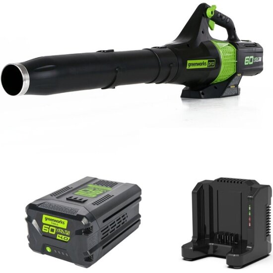 Воздуходувка аккумуляторная GREENWORKS GD60ABK4, 60V, бесщеточный, c 1хАКБ 4 А.ч. и ЗУ