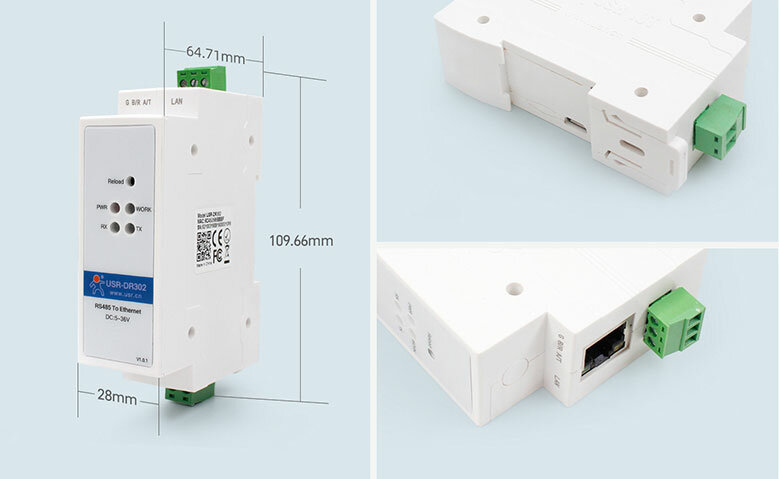 Преобразователь USR IoT USR-DR301 RS232/Ethernet на DIN-рейку