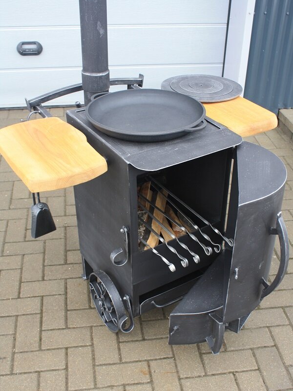 Классическая печь для казана с двумя столиками - огнеупорная краска - фотография № 4