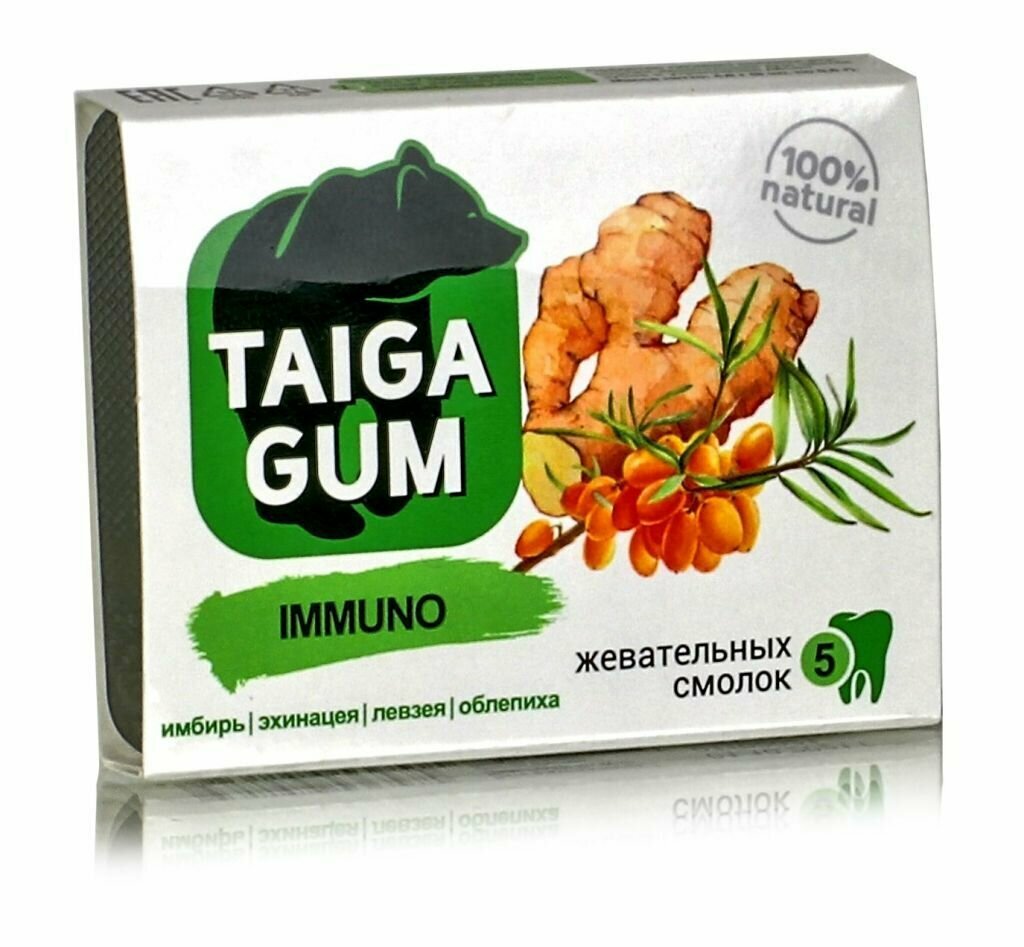 Смолка жевательная TAIGA GUM IMMUNO"4гр" - фотография № 1