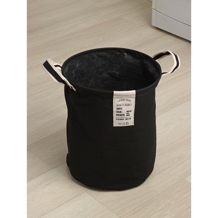 Корзина для белья круглая Доляна Laundry, 35×45 см, цвет чёрный - фотография № 4