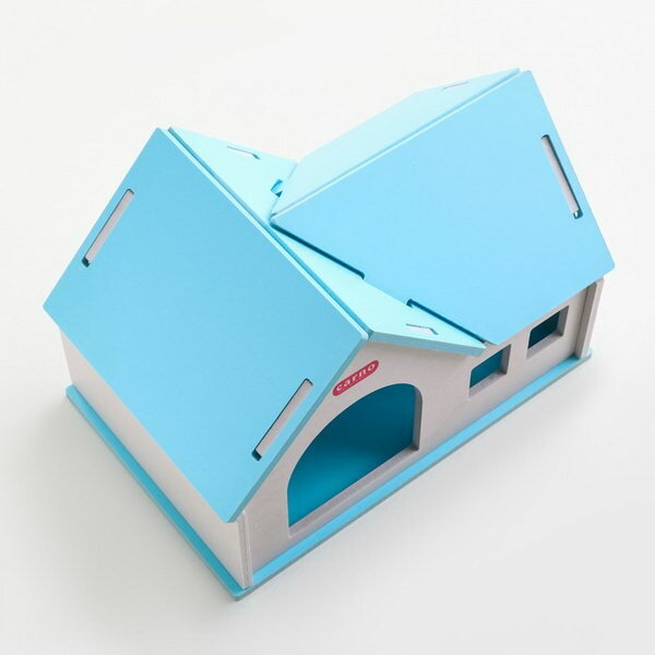 Домик для грызунов "Изба", голубой 23 x 15 x 15 см - фотография № 4