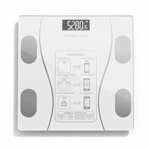 Напольные умные весы c bmi, электронные напольные весы для Xiaomi, iPhone, Android, белые - фотография № 2