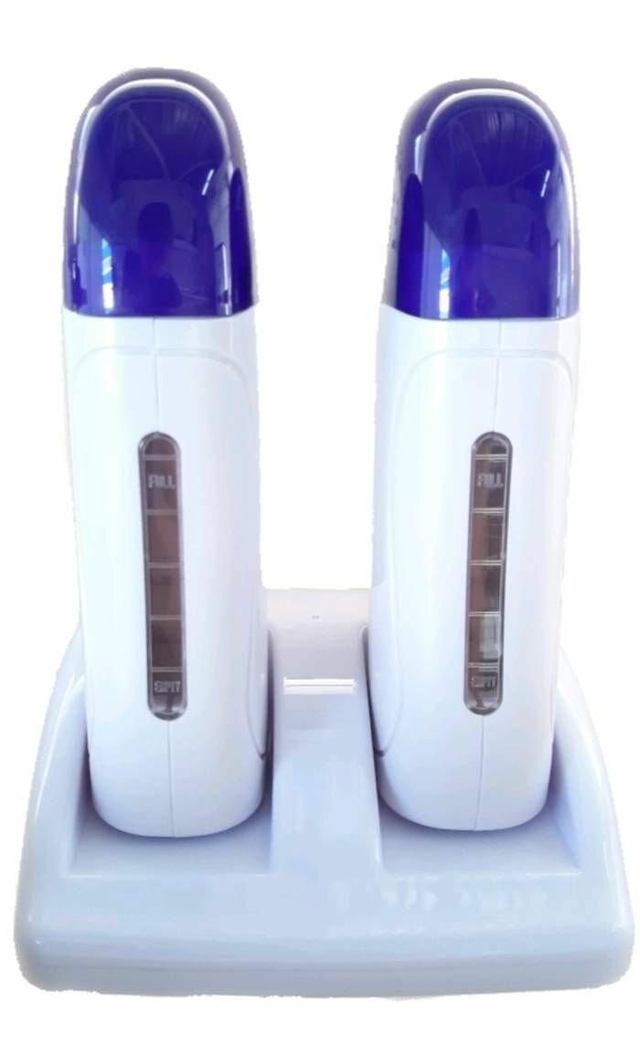 Разогреватель воска DEPILATORY HEATER, двойной, на подставке, белый цвет, 1 шт