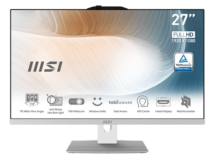 AIO MSI Modern AM272P 12M-262XRU i5-1240P 8Gb SSD 512Gb Intel Iris Xe Graphics eligible 27 FHD IPS BT No OS Белый 9S6-AF8212-262