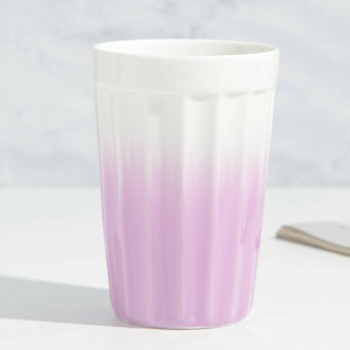 фото Стакан керамический граненый «Градиент», 230 мл, цвет белый