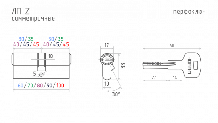 Цилиндровый механизм STD ЛП-110 (55-55) хром нора-м - фотография № 2