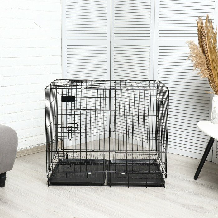 Клетка с люком для собак и кошек, 85 х 60 х 70 см, чёрная - фотография № 2