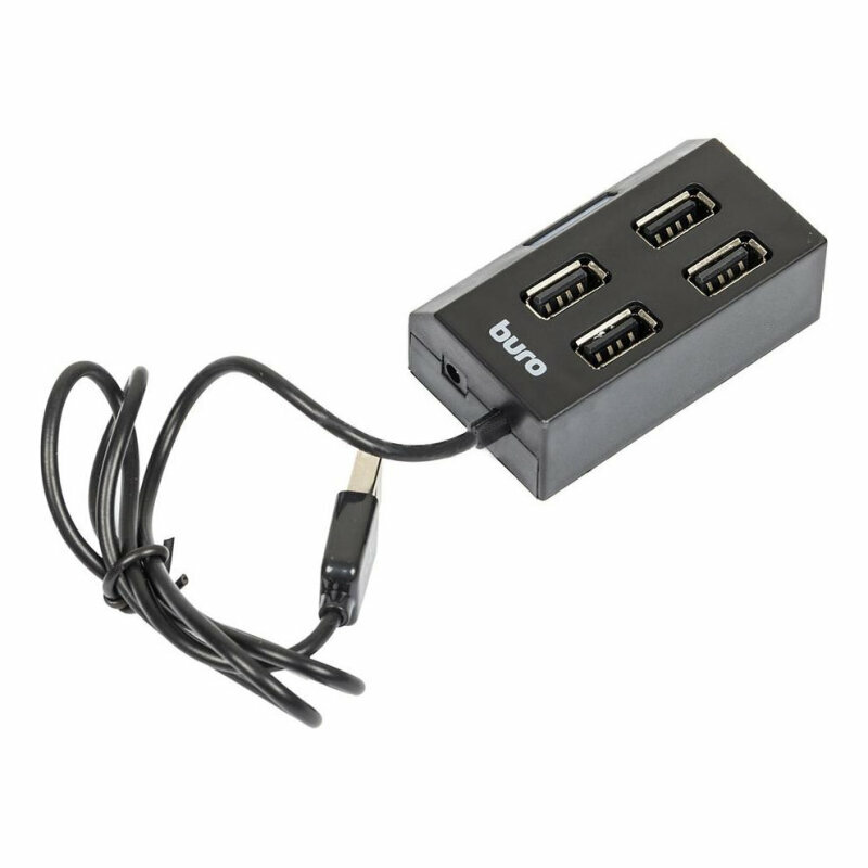 Разветвитель USB 2.0 Buro BU-HUB4-U2.0 4порт. черный, 1597910