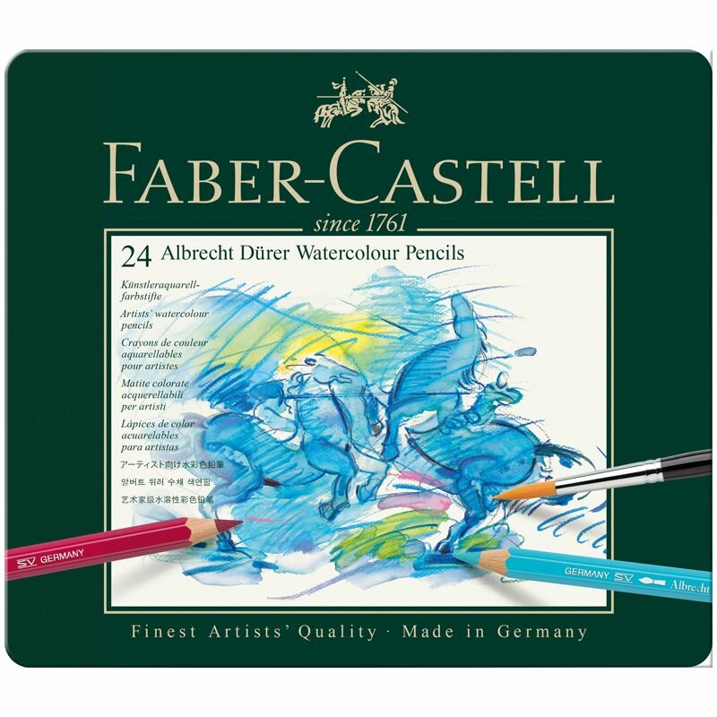 Карандаши акварельные Faber-Castell Albrecht D?rer набор цветов в металлической коробке 24 шт. - фото №1