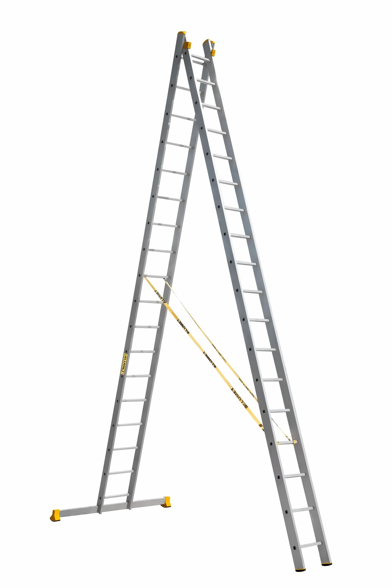 Алюминиевая двухсекционная профессиональная лестница Алюмет Р2 9218