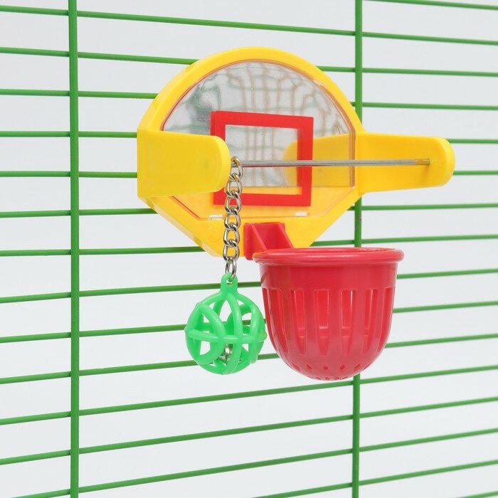 Игрушка для птиц Баскетбольное кольцо, 9.5 х 11 х 6 см (мяч 2,5 см, корзина 4,6 см) - фотография № 4