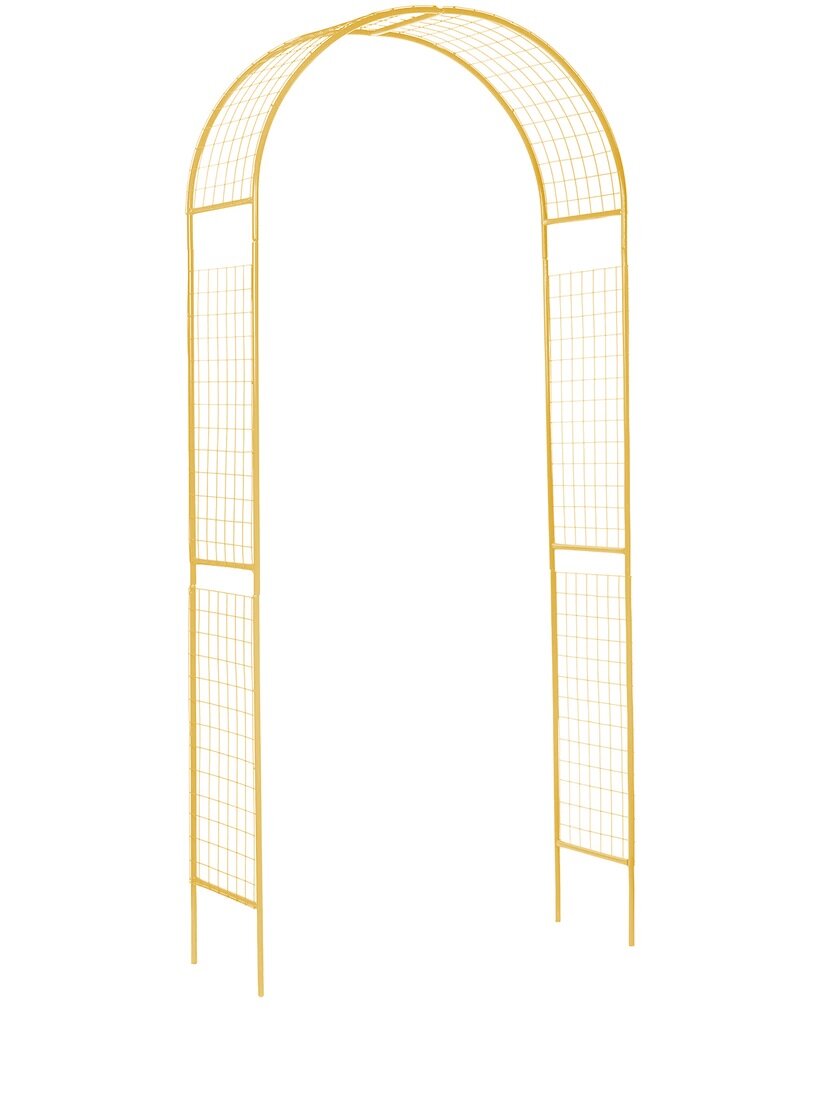 Арка садовая металлическая для растений (для сада) Сетка разборная жёлтая,240х110х40см., труба d=16, d=10 - фотография № 1