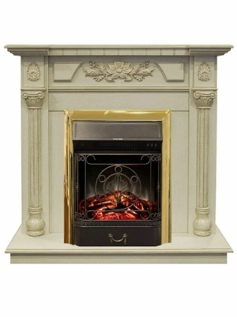 Электрокамин RealFlame Dacota STD WT-614 с очагом Majestic Lux Brass