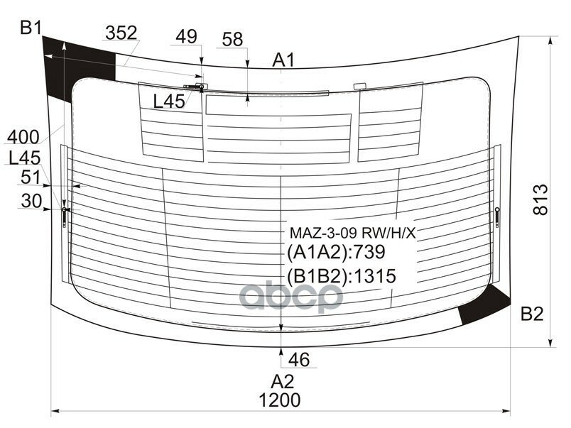 Стекло Заднее (Цвет Зеленый/ Обогрев/ Антенна/ 4D Sed) Mazda 3 08-13 / Axela 09-13 XYG арт. MAZ-3-09 RW/H/X