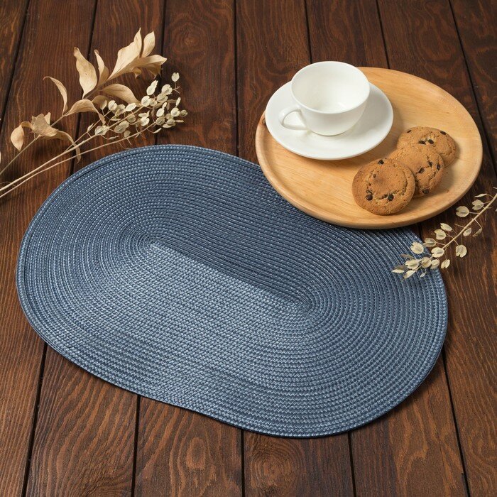 фото Салфетка сервировочная Доляна "Овал", цв.синий, 45*30 см