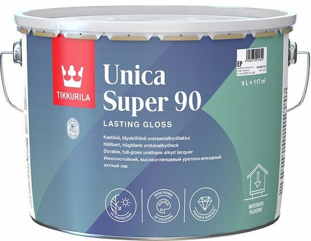 Тиккурила Уника Супер 90 лак глянцевый (9л) / TIKKURILA Unica Super 90 лак по дереву глянцевый (9л)