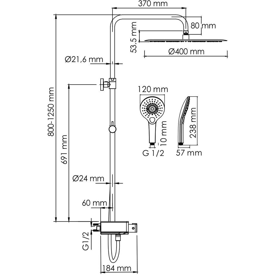 Душевой комплект с термостатическим смесителем Wasserkraft Aller A113.117.101.CH Thermo хром - фотография № 2