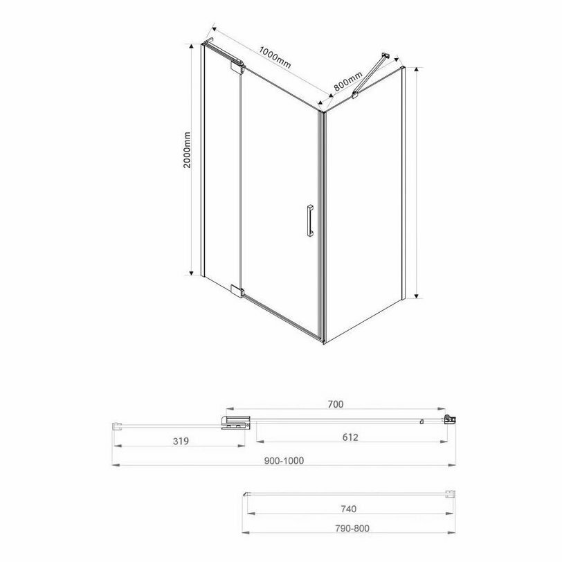 Душевой уголок Vincea Extra VSR-1E901080CL, 900/1000х800, хром, стекло прозрачное - фотография № 2