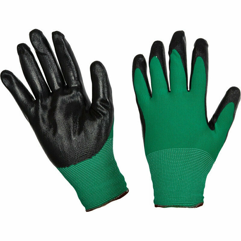 Перчатки защитные нейлоновые с нитриловым покрытием размер 8, 966120 - фотография № 1