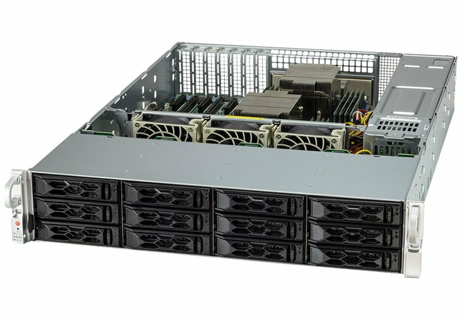 Сервер Supermicro A+ Server AS -2024S-TR без процессора/без ОЗУ/без накопителей/количество отсеков 35" hot swap: 12/2 x 920 Вт/LAN 1 Гбит/c