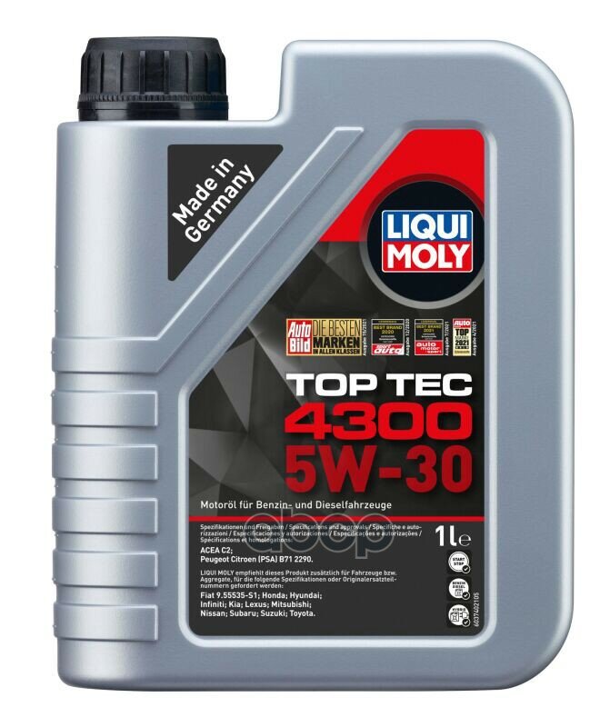 Liquimoly 5W30 Top Tec 4300 (1L)_Масло Мотор! Синт Api Sm/Cf Acea A1/B1-04 A5/B5 C2-04 Liqui moly арт. 2323