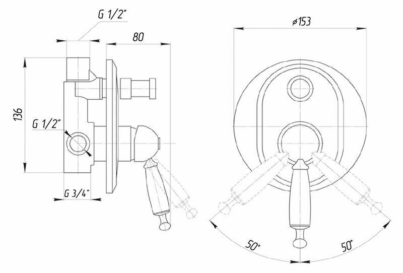 Смеситель Migliore Oxford ML.OXF-6372.BI.BR для душа - фотография № 2