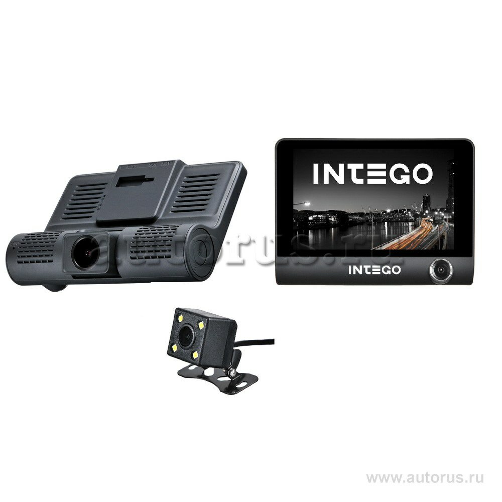 Видеорегистратор intego vx-315dual hd3 камеры монитор 39" (зад.вид+дорога+салон)