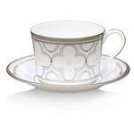 Чашка чайная с блюдцем Noritake Трефолио, платиновый кант 250 мл - изображение