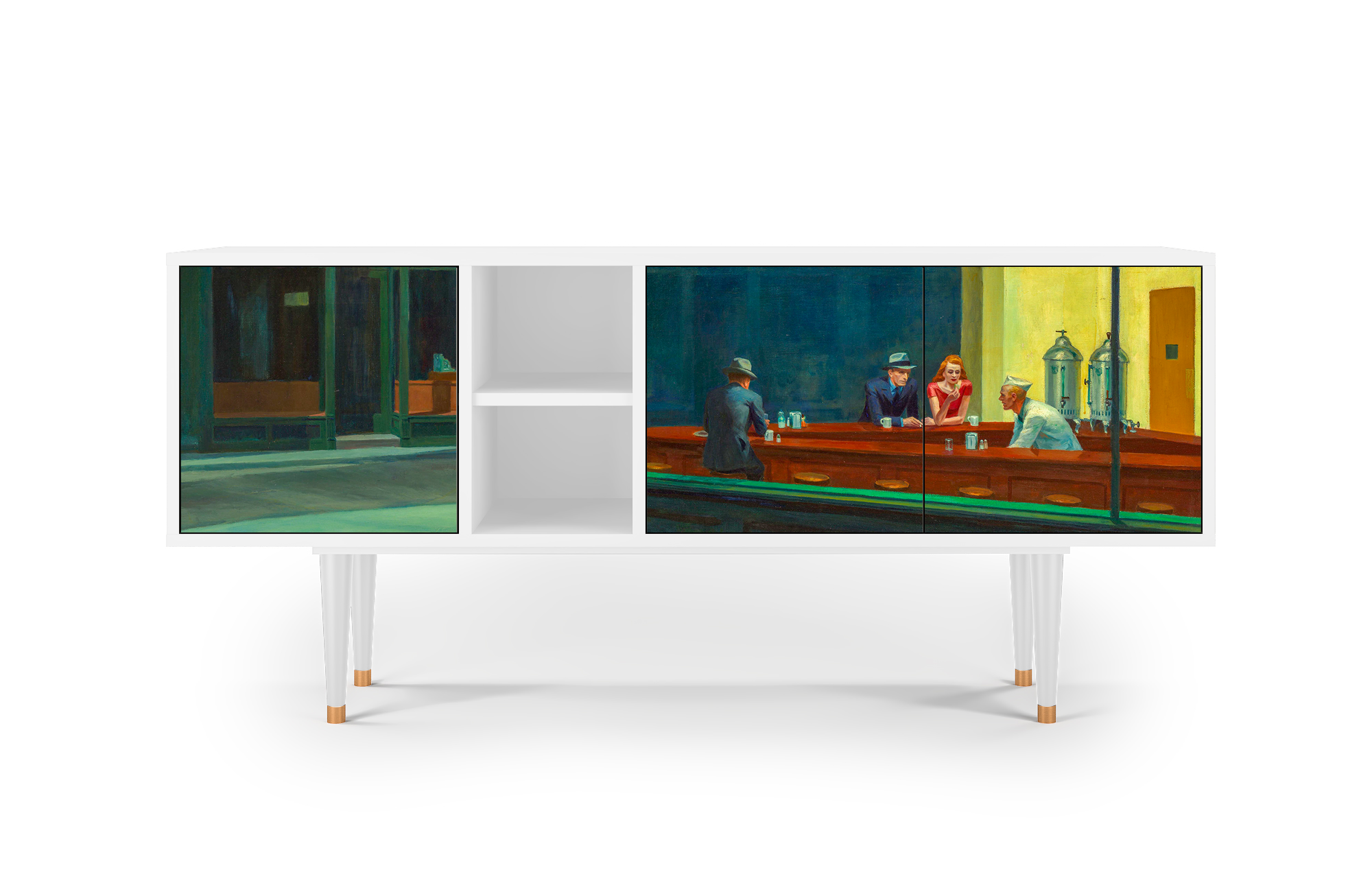 ТВ-Тумба - STORYZ - T5 Nighthawks by Edward Hopper, 150 x 69 x 41 см, Белый - фотография № 2