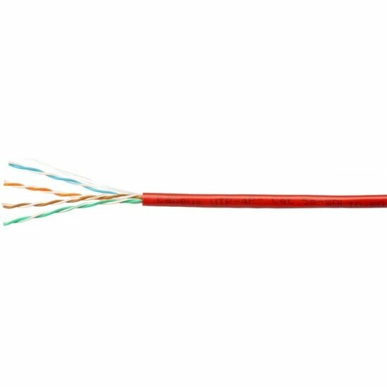 Кабель витая пара Cabeus UTP (U/UTP) UTP-4P-Cat.5e-SOLID-RD-100 кат. 5e, 4 пары (24 AWG), одножильный, PVC нг(А)-LS, красный (100 м)