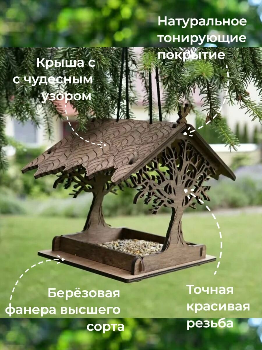 Птичья кормушка деревянная, домик, скворечник для птиц и белок - фотография № 4