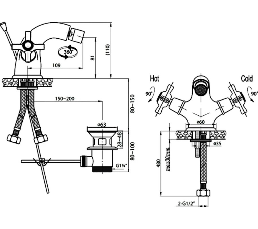 Cezares Смеситель для биде Cezares Lord LORD-BS1-01 хром
