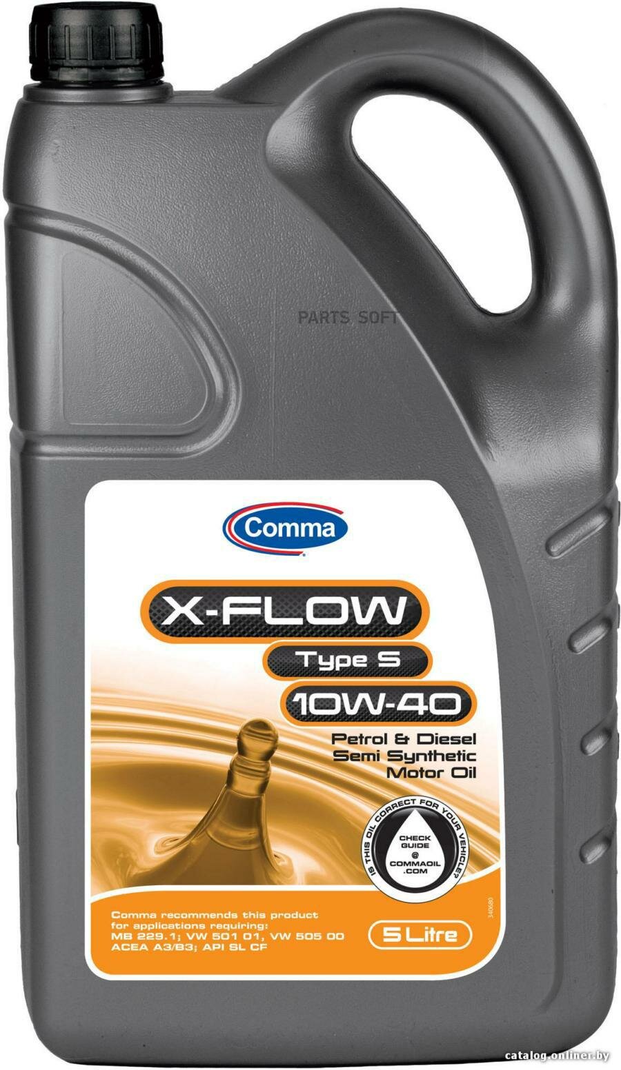 COMMA XFS4L COMMA 10W40 X-FLOW TYPE S (4L)_масло мот.! полусинт.\ ACEA A3/B3,API SL/CF,MB 229.1,VW 501.01/505.00