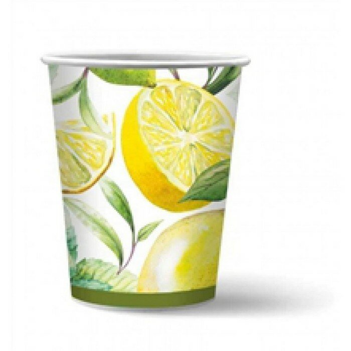 Набор бумажных стаканов «Лимоны», в т/у плёнке, 6 шт, 250 мл