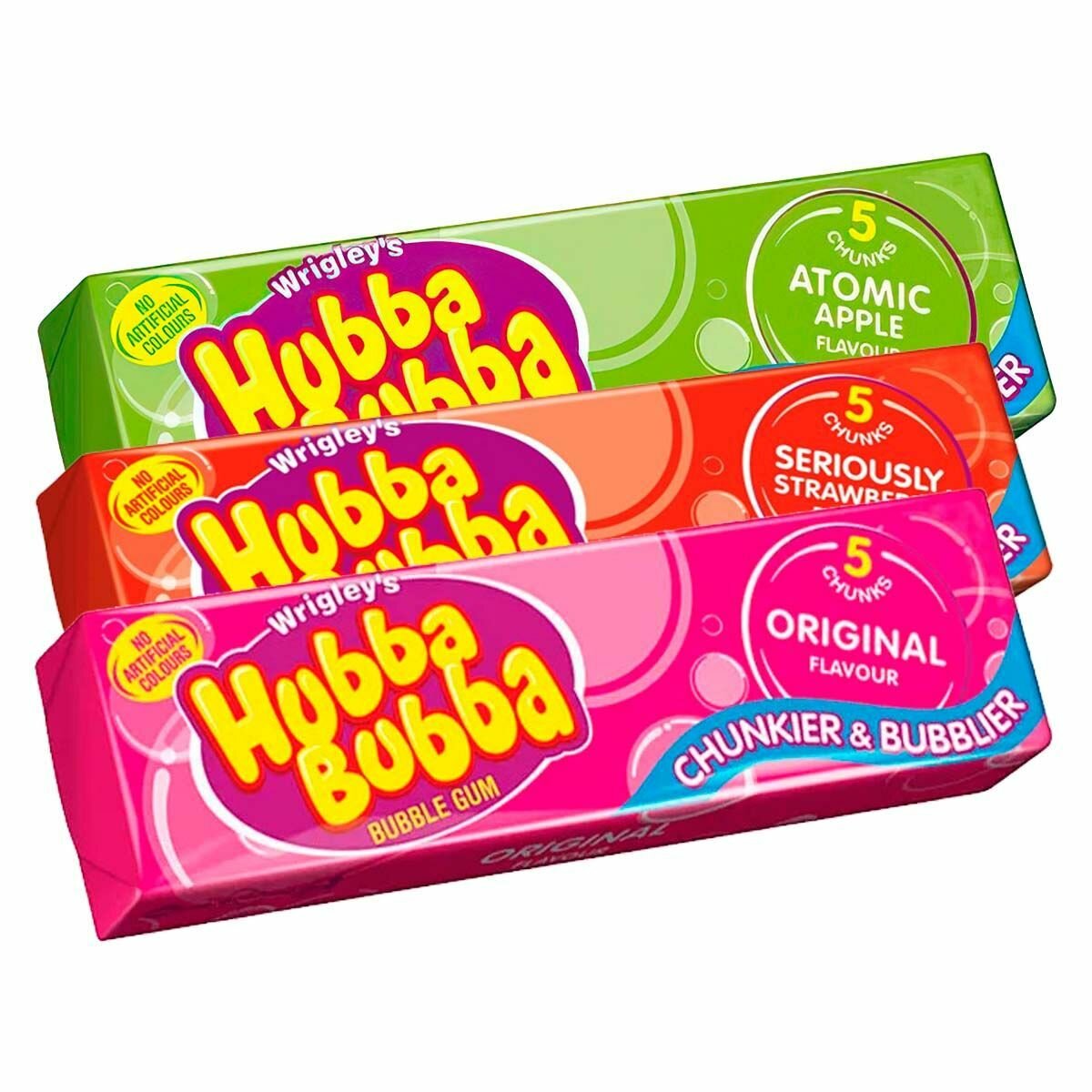 Жевательная резинка Wrigley's Hubba Bubba - микс 3 вкуса (яблоко, клубника, оригинал) (Германия), 35 г (3 шт)