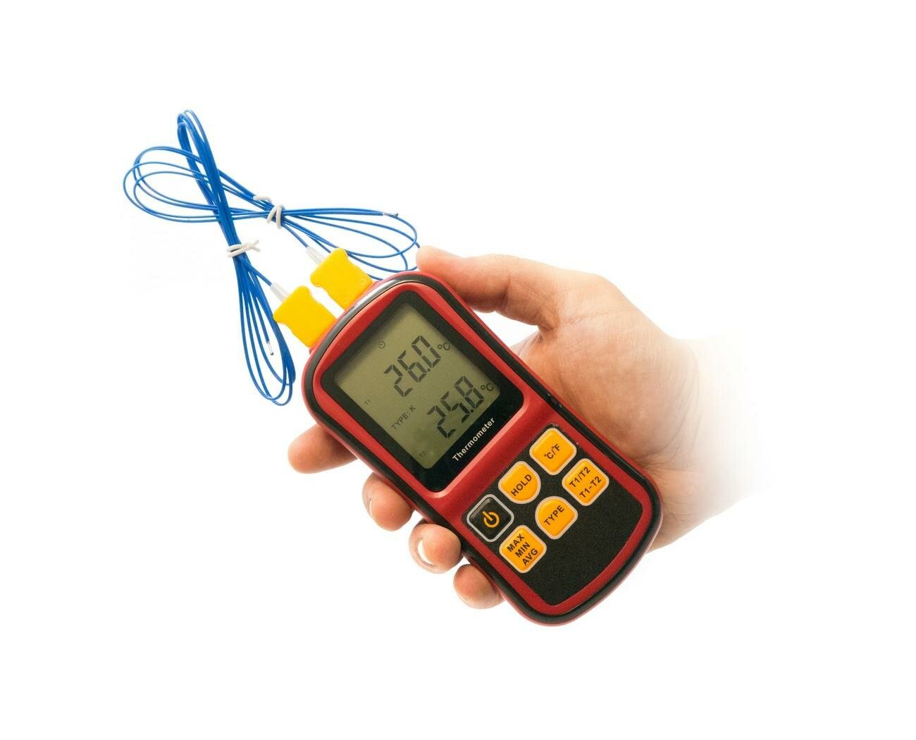 Термопарный термометр Hti-GM 1312(red) (Q21067GM1) - thermocouple meter. Измеритель термопары типов K J T E R N S. От -250 до 1767