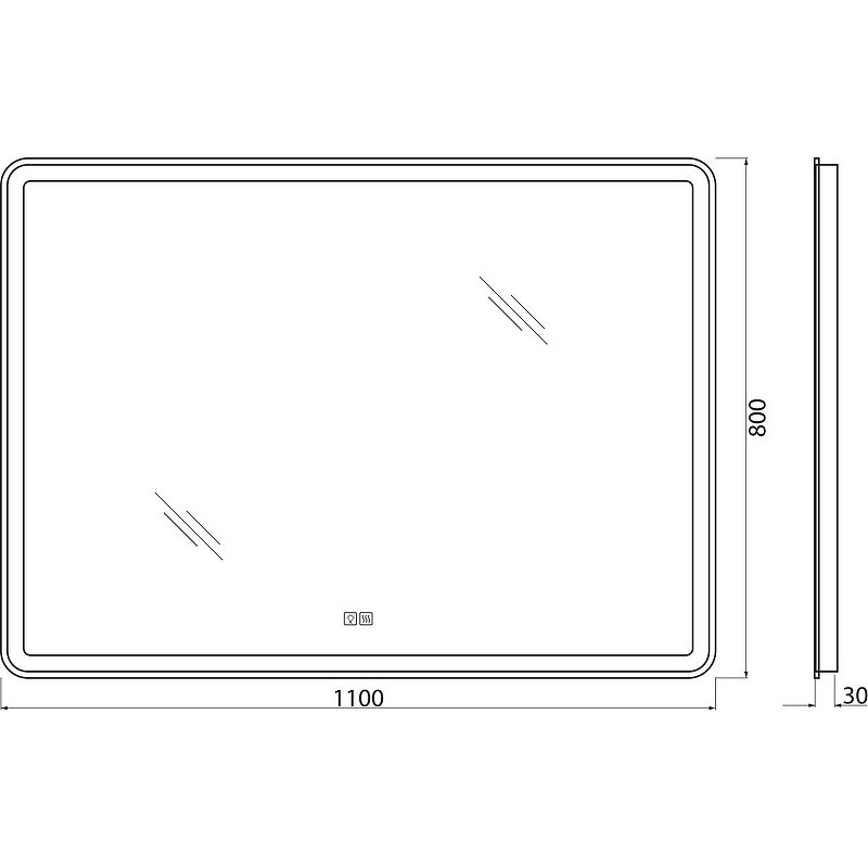 Зеркало BelBagno Marino 110 SPC-MAR-1100-800-LED-TCH-WARM с подсветкой с подогревом с сенсорным выключателем - фотография № 9