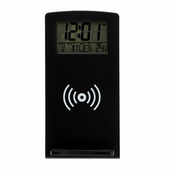 Термометр Luazon LTR-02, электронный, 10 Вт, будильник, беспроводная зарядка, черный - фотография № 4