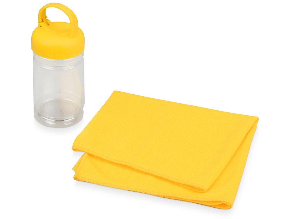 Набор для фитнеса "Cross": охлаждающее полотенце и бутылка, цвет желтый