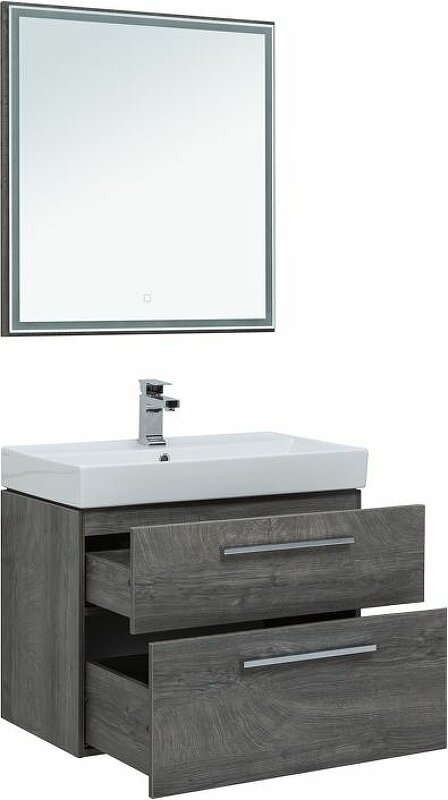 Комплект мебели для ванной Aquanet Nova 75 243251 подвесной Дуб рошелье - фотография № 4