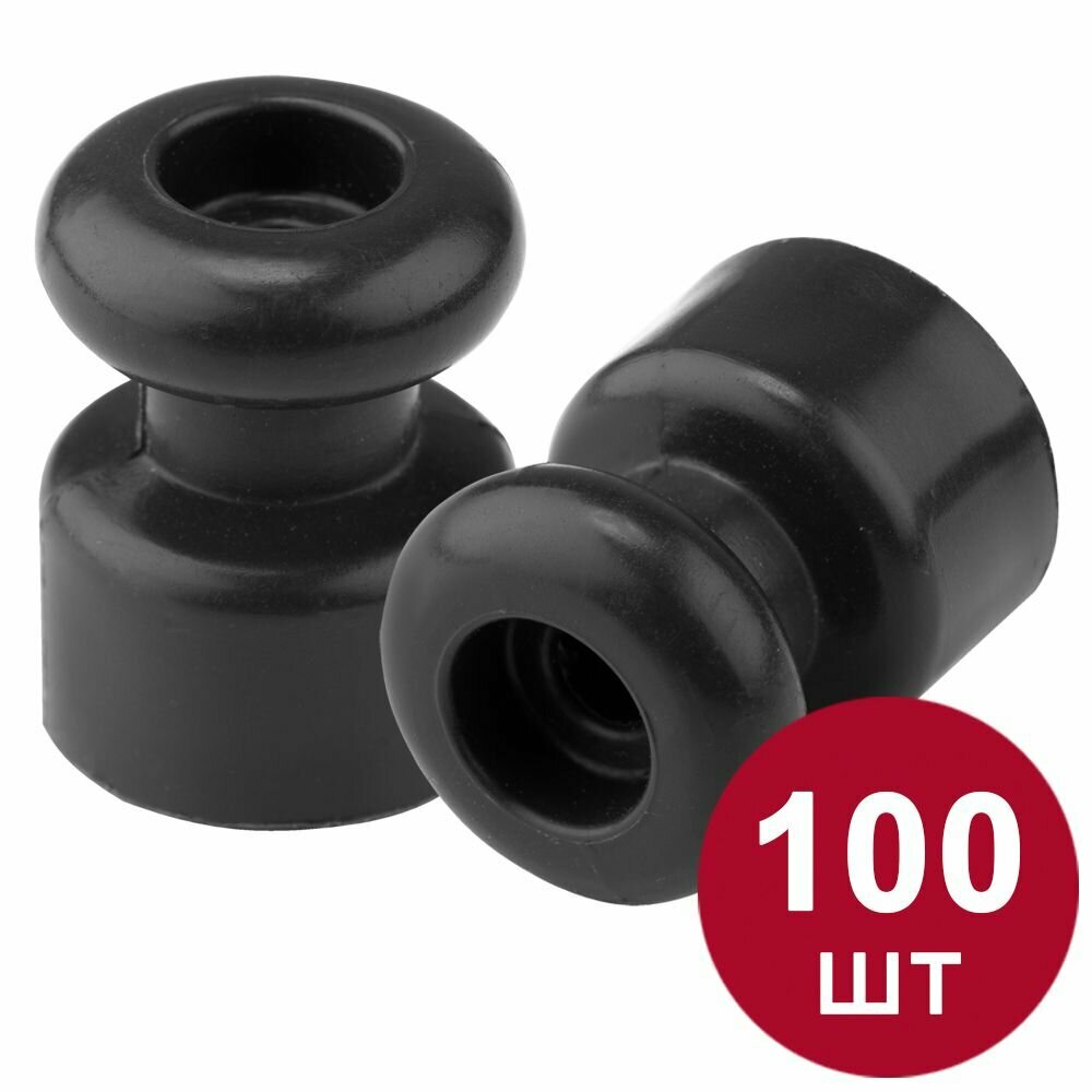 фото Изолятор для декоративного расположения витых проводов D 17,5 мм, H 22,5 мм "ретро", 100шт, черный