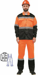 Костюм рабочий летний мужской лд01-КПК с СОП оранжевый/черный размер 48-50 рост 170-176, 1002256