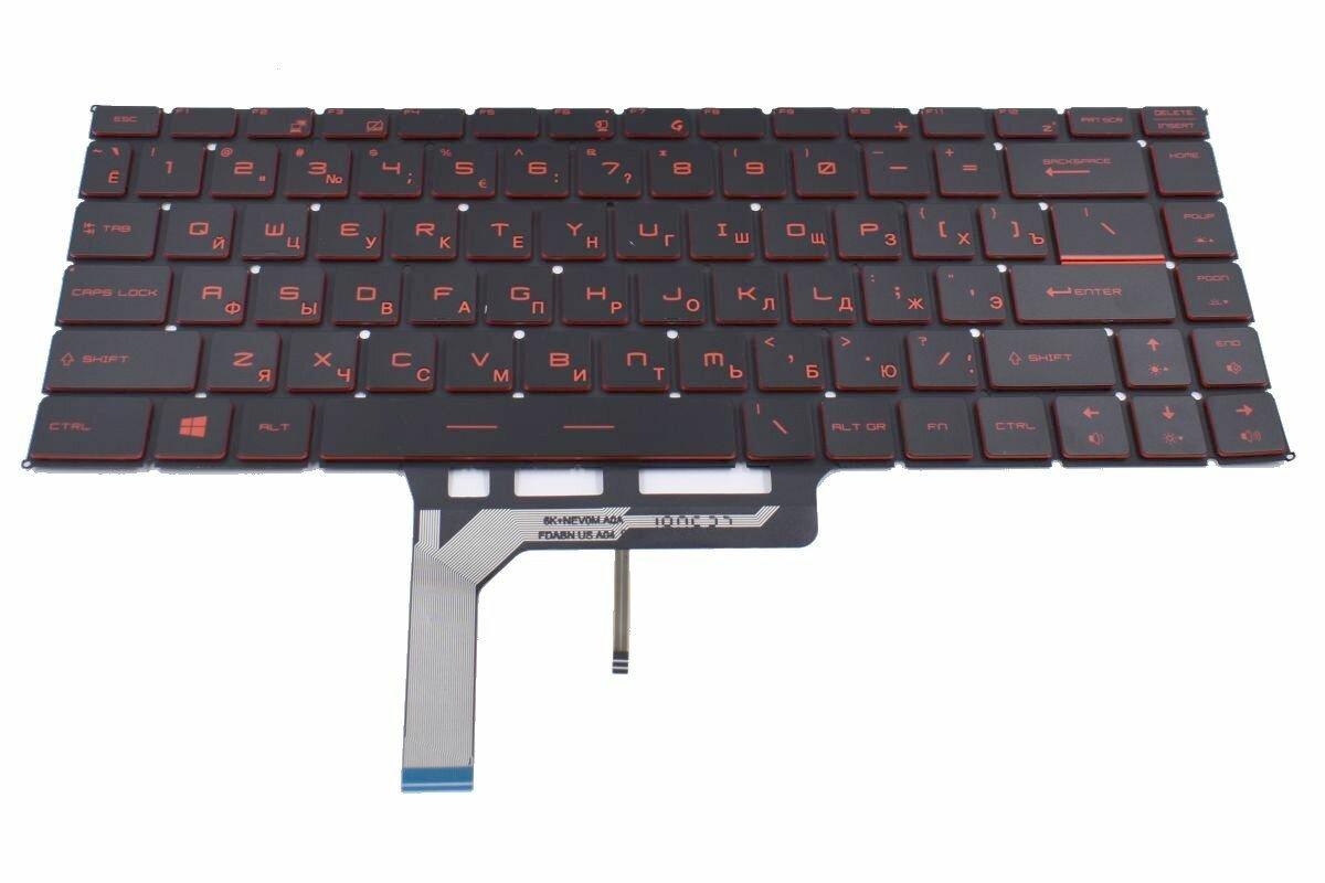 Клавиатура для MSI GF63 Thin 10UC-422XRU ноутбука с красной подсветкой
