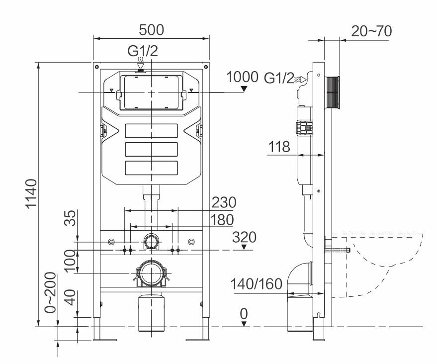 Инсталляция Ceramica Nova Envision/Flat CN1002CH с кнопкой смыва, хром