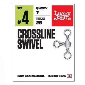 Трёхсторонние вертлюги LJ Crossline Swivel, размер 4, тест 28кг, 7шт.