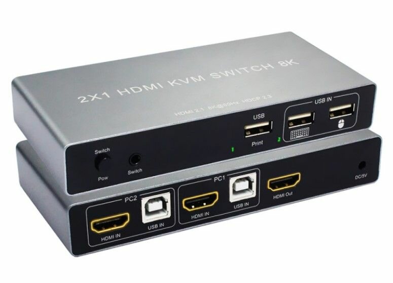 KVM hdmi+usb 2-1 - 8K-60Hz с выносной кнопкой 125 метра HDCP 2.3 HDMI v.2.1